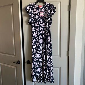 Kate Spade Splash Flutter Sleeve Floral Midi Dress